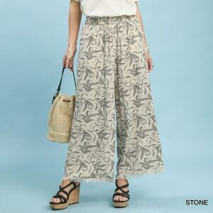 Floral Charcoal Wide-Leg Pants